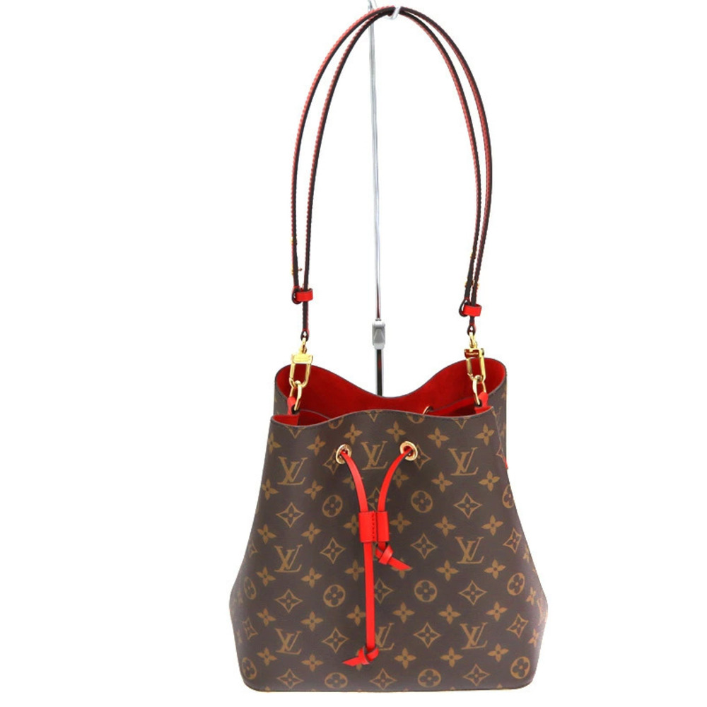 Louis Vuitton Neo Noe Shoulder Bag Monogram Brown Red